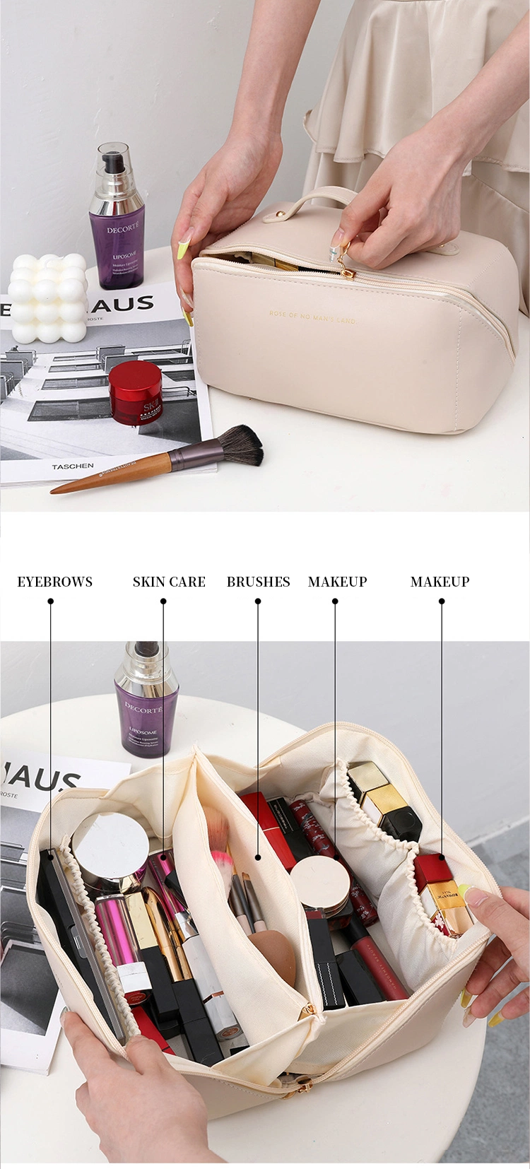 Personalized Small Makeup Bag PU Travel Cosmetic Pouch Portable Washing Cosmetic Bag